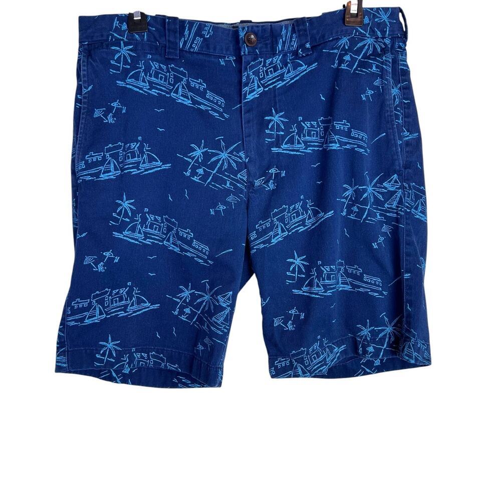 J.Crew Chino Shorts Scenic Sailboat Print in Stanton Navy Blue Men's 32W